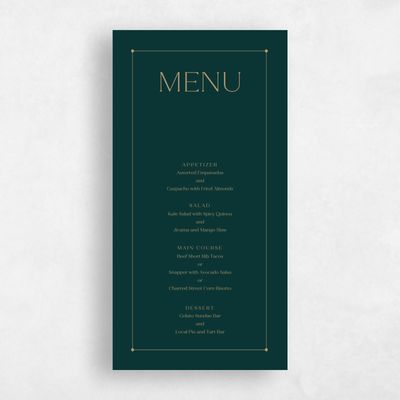 Emerald, Green Wedding Menu - Colbie