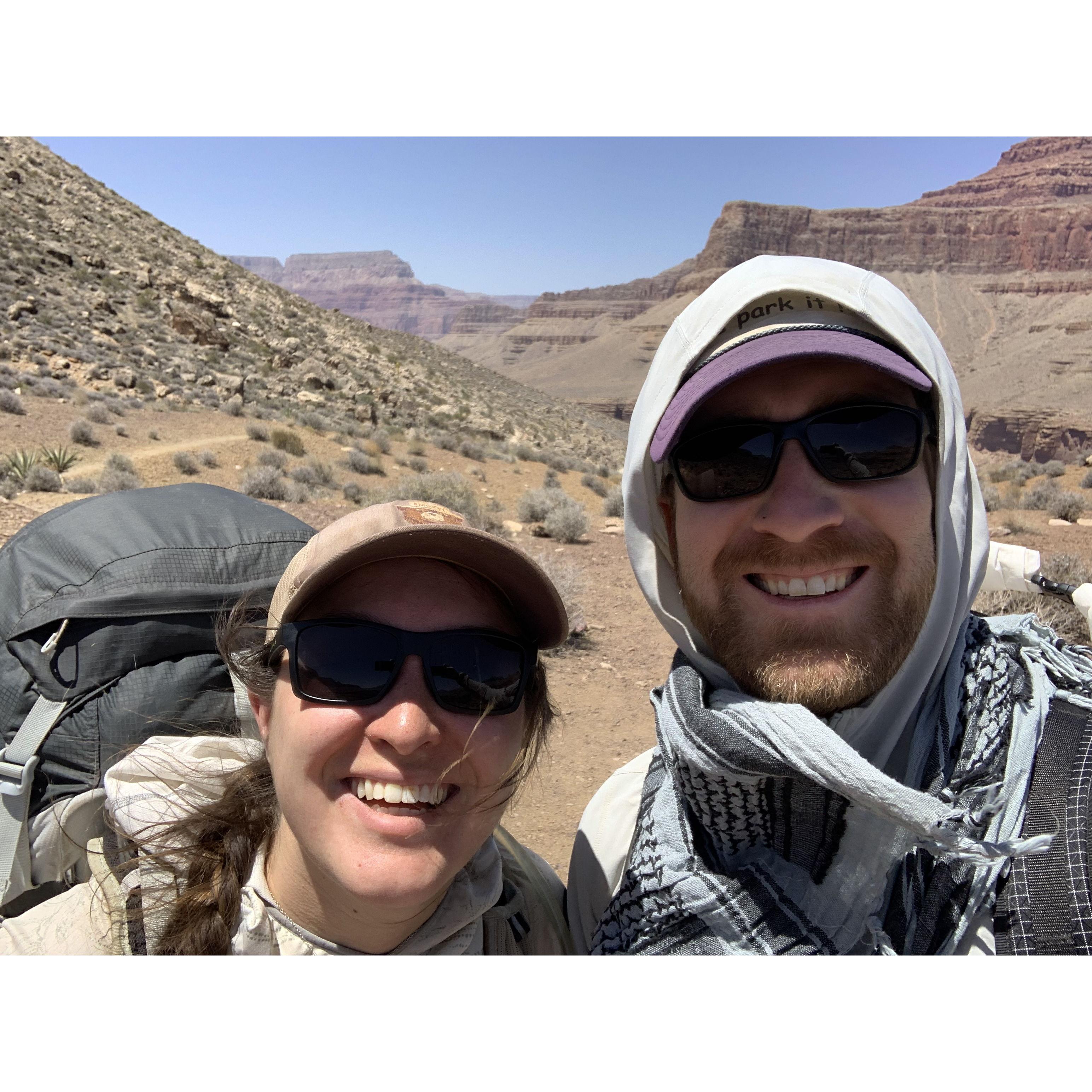 Tarryn, enjoying some quality time backpacking with Dave in the Grand Canyon. Dave, prepping for his "Laurence of Arabia 2" audition.