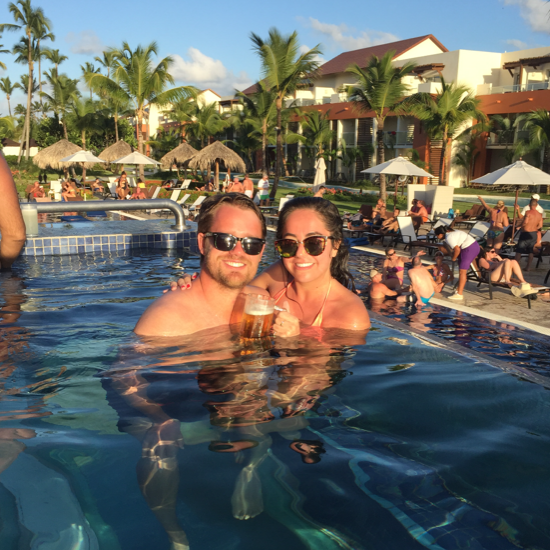 Sun burned in the Dominican Republic.