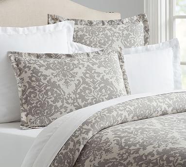 Jacquard Linen Medallion Duvet Cover & Sham - Gray