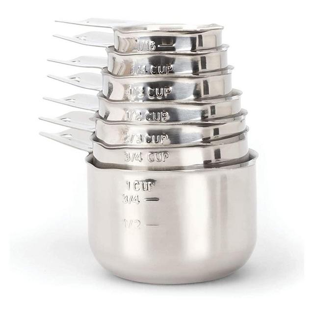 2lbDepot Measuring Cups, Premium 18/8 Stainless Steel Metal, Stackable & Nesting, Accurate Dual Spout Measuring Cup Design for Dry & Liquid Ingredients, 7 Piece Set