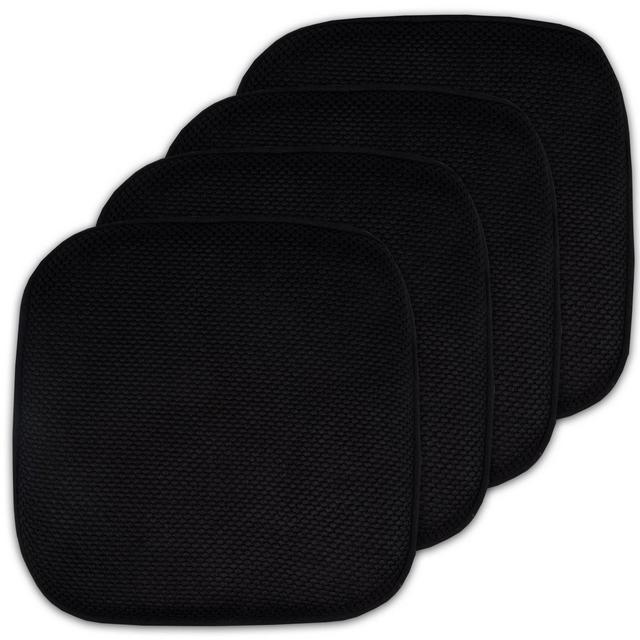 Honeycomb Memory Foam No Slip Back 16" x 16" Chair Pad Cushion, Black, 4 Pack