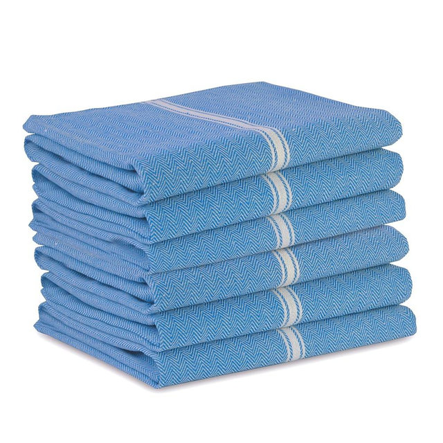 LANE LINEN Kitchen Towels Set - 100% Pure Cotton Dish Towels for Kitchen, Super Absorbent Kitchen Hand Towel, Tea Towels, Soft & Durable Dish Cloths, Pack of 6 – 14”x25”, Indigo