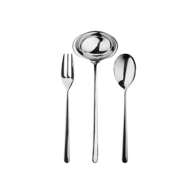 Mepra Serving Set Fork Flatware Set, Spoon and Ladle Linea Flatware Set, Set of 3