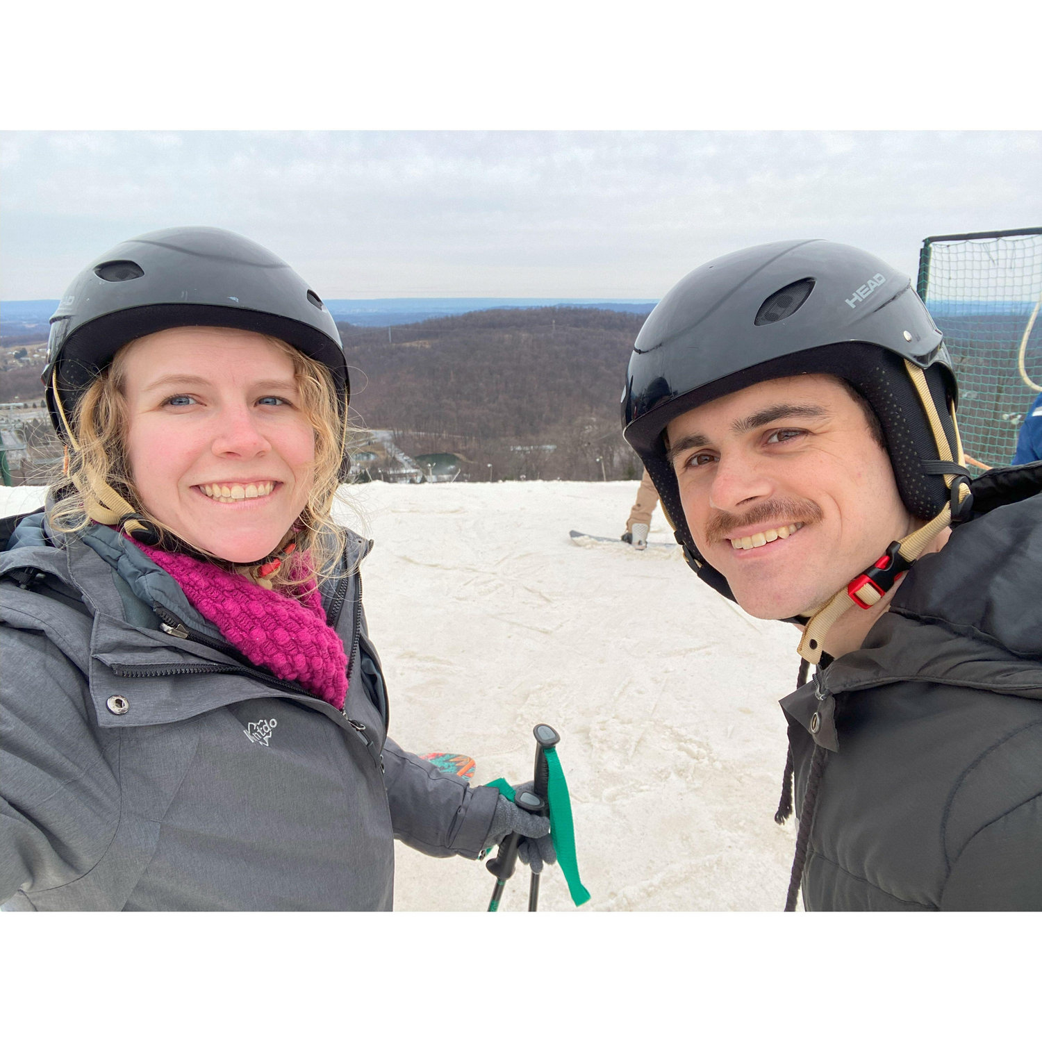 Both of our first times skiing/snowboarding since high school.
