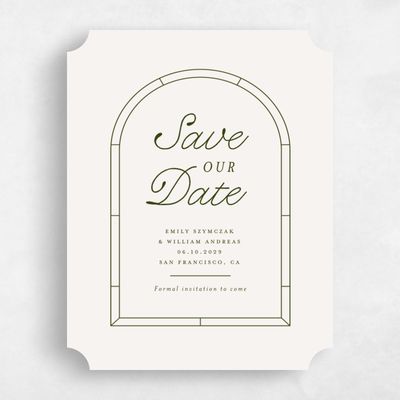 Beige Ticket Wedding Save the Date - Vianne Portrait