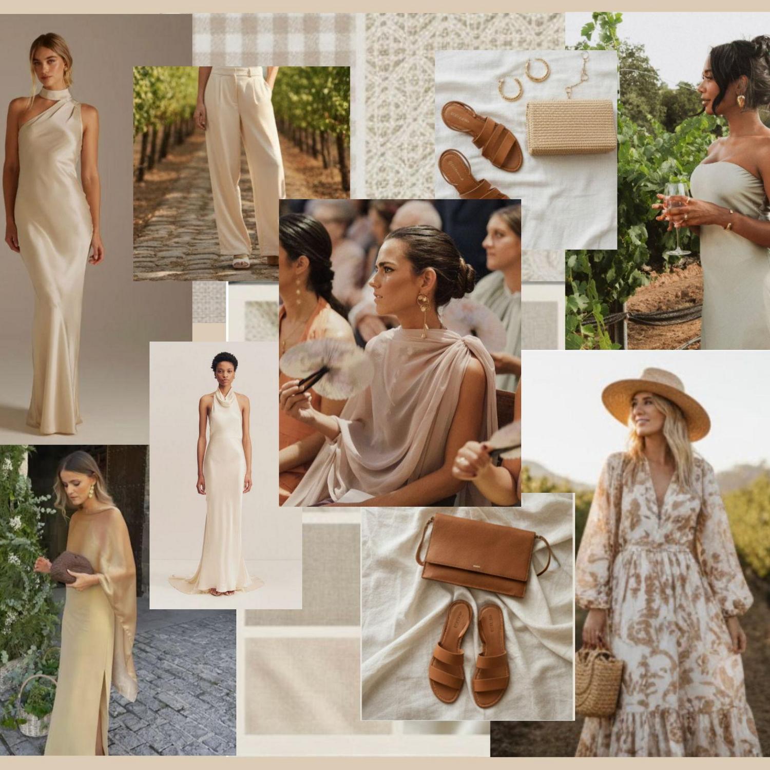 women's inspo - neutrals, patterns, whites, khakis, light brown, hats to protect from the sun, straw, macrame, etc.