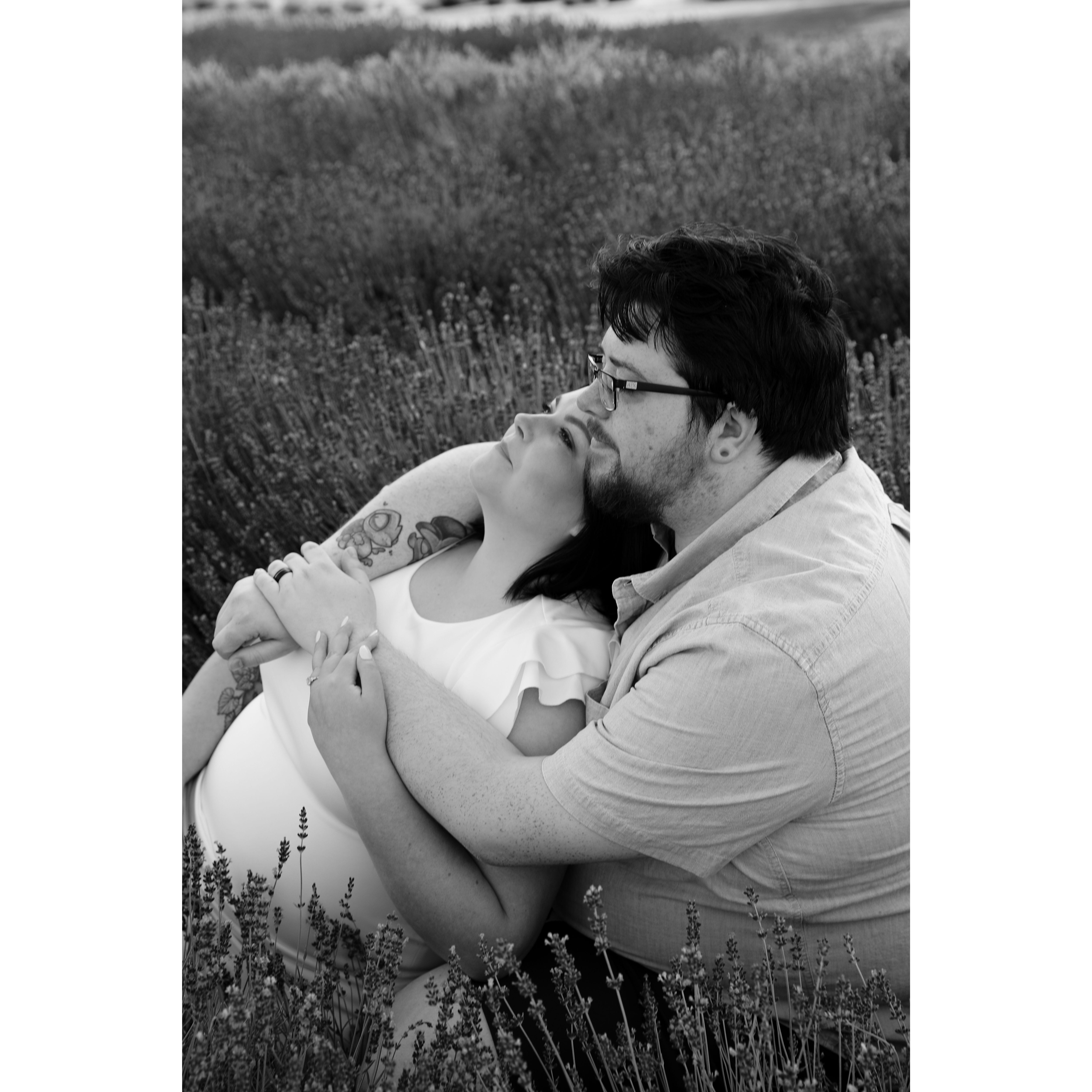 Engagement photoshoot at Sunset Ridge Lavender Farms. Photographer was Bloom Photography, LLC