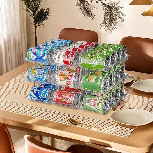 Jsyrjing Can Storage Organizer Pantry Free combination Can Dispenser,Clear 3 Tier Storage Rack for 36 Cans Suitable for Cabinet Pantry Fridge Countertop (3 * 3)