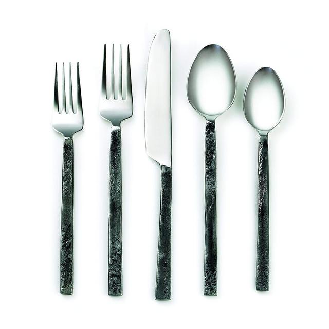 Cambridge Silversmiths 20 Piece Indira Ravina Antiqued Mirror Flatware Set, Silver, Service for 4
