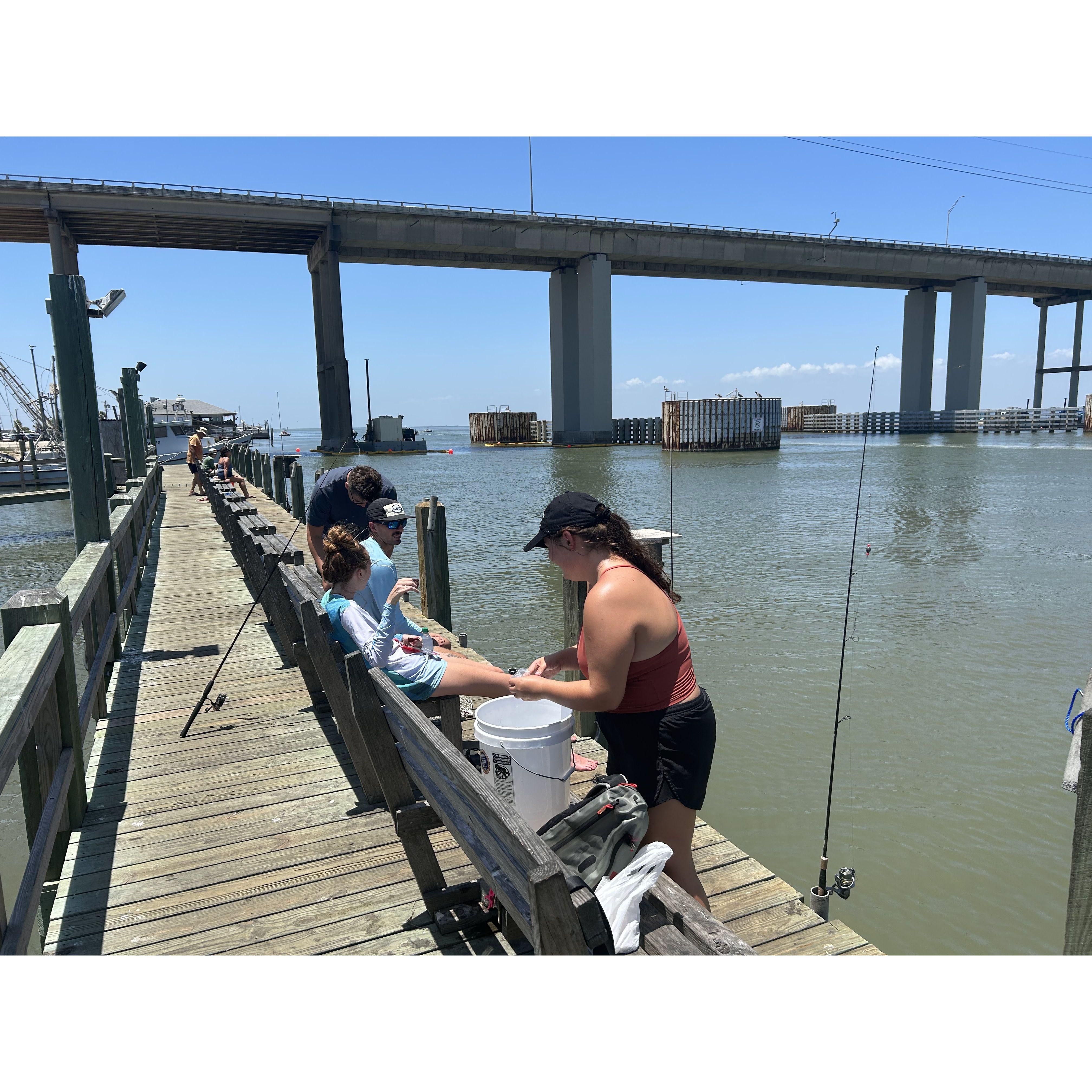 July 17th, 2023. Fishing off Clem's pier with Julia and Haley!