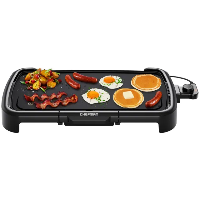Chefman Electric Griddle w/ Immersible Flat Top, Non-Stick 10"x20" Surface, Temperature Control - Black