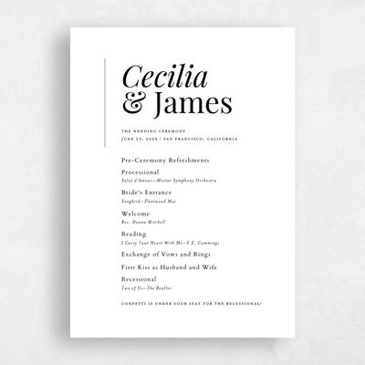 White Wedding Program - Brunswick