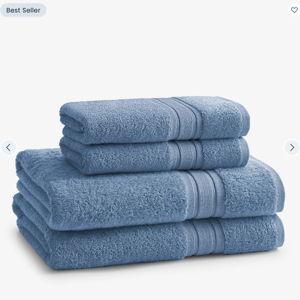 Turkish Cotton 4-Piece Bath & Hand Towel Set - Soft Blue