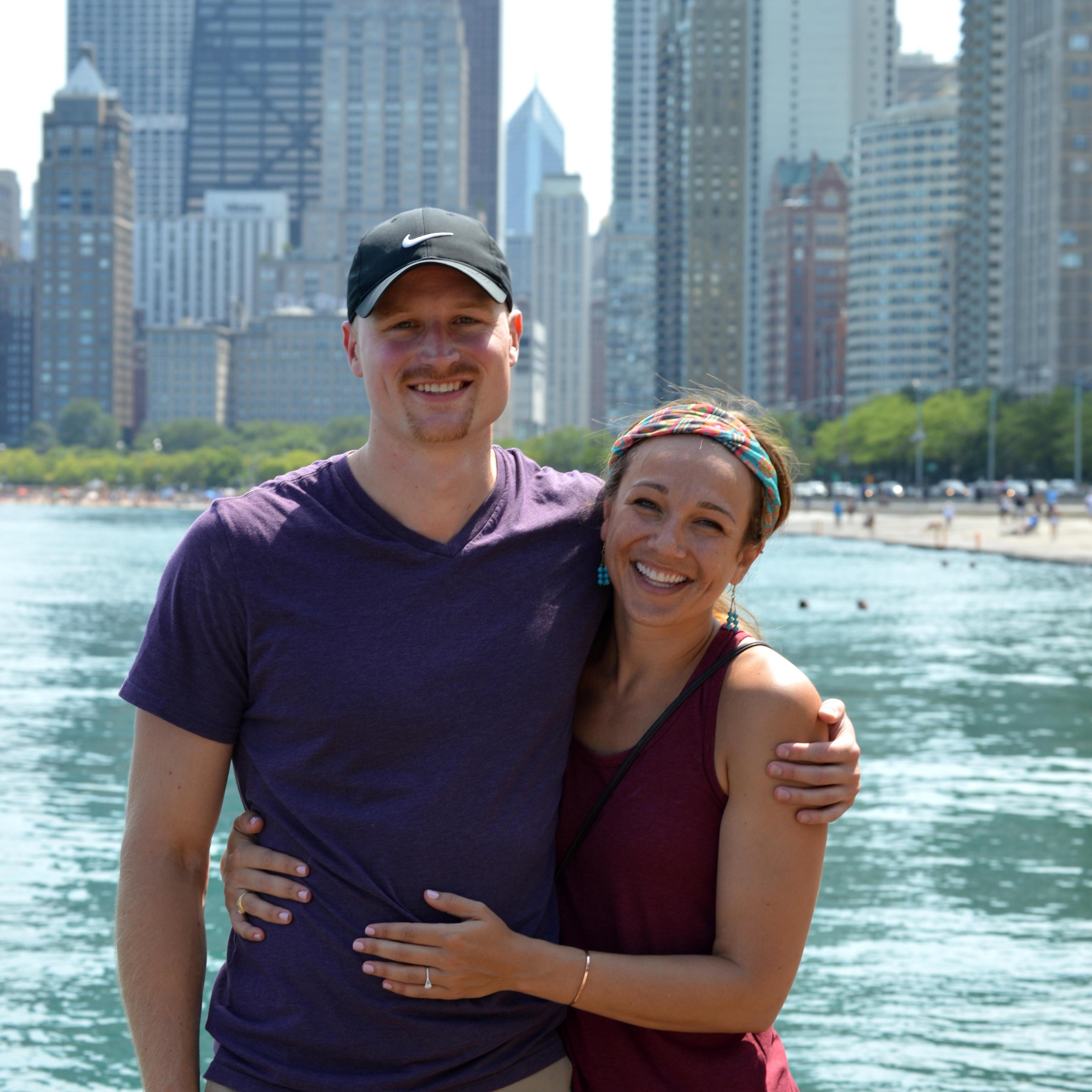 First pose as a newly engaged couple.
