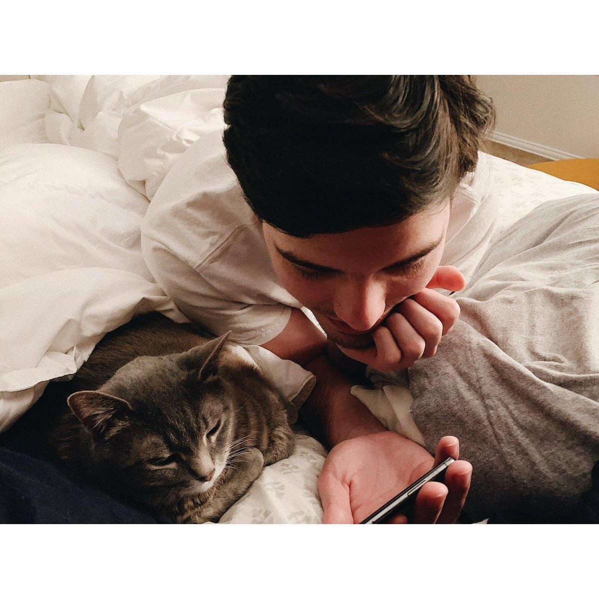 Valentines Day 2019 
James + Luna watching a stream in bed