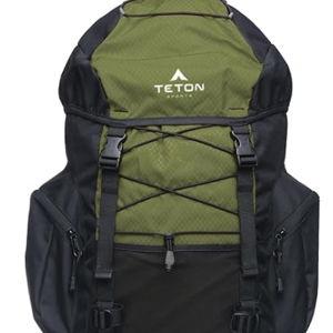 Teton 55L Scout Internal Frame Backpack for Hiking, Camping, Backpacking, Travel, Rain Cover Included, Olive