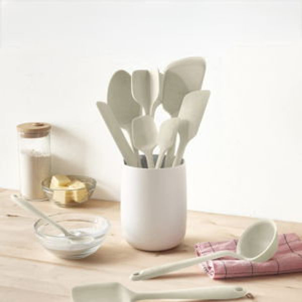 GIR: Get It Right 10-Piece Silicone Essentials Kitchen utensils set - Ladle, Spatula, Flip, Spoon & Spoonula - Non toxic cooking utensils for Nonstick Cookware, Cooking and Baking - Cream