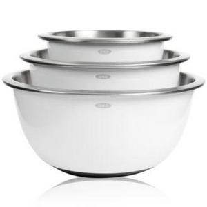 OXO - Non-Skid Mixing Bowls, Set of 3 White Stainless Steel