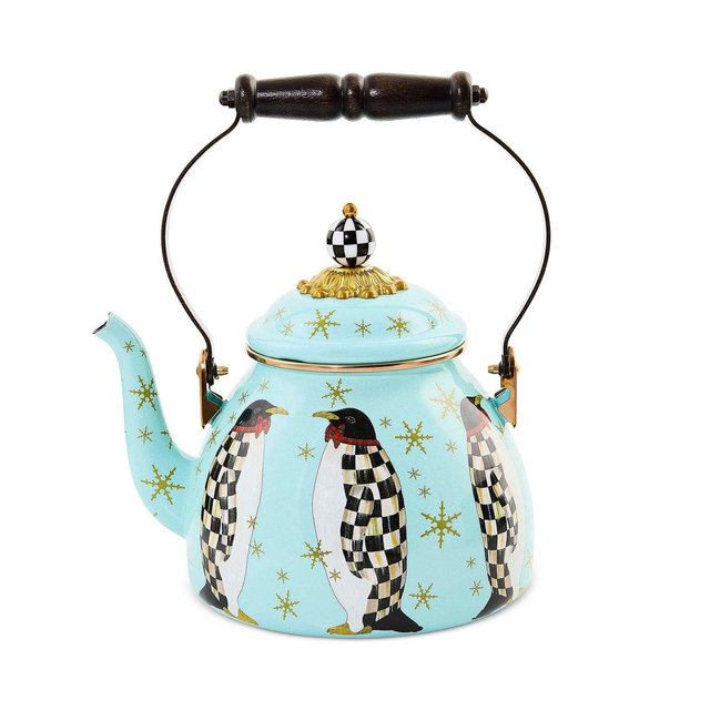 MacKenzie-Childs Penguin Parade 2 Quart Tea Kettle