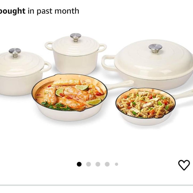 Hisencn Enameled Cast Iron Cookware Set, 8 Piece of Casserole, Dutch Ovens, Skillet and 3 Lids, Ceramic Coated Cast Iron Dutch Oven Set, Gas/Induction Compatible, PFA Free, with Pan Rack