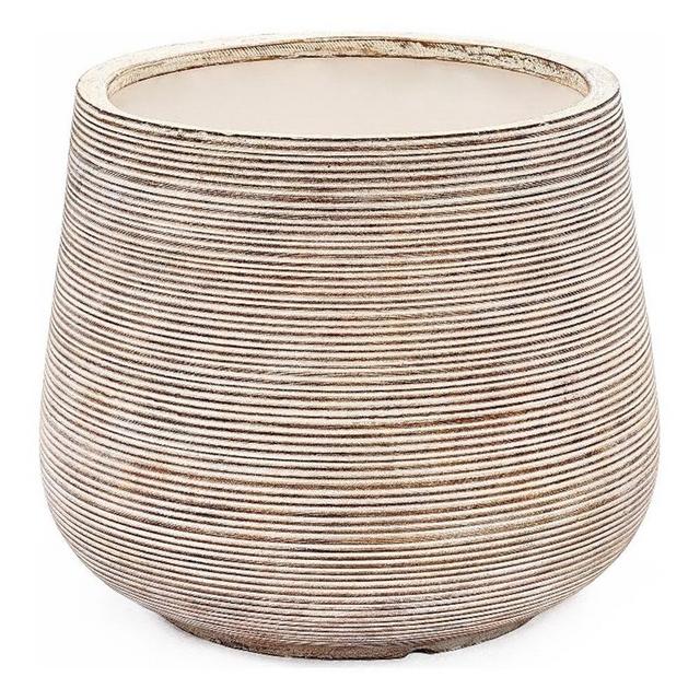 LuxenHome 17.32" Dia Round Plant Pots, Indoor Outdoor Large Planters with Drainage Holes and Rubber Plug, Distressed Tapered Flower Pots for Plants, Concrete Planter Pots for Home Garden Patio