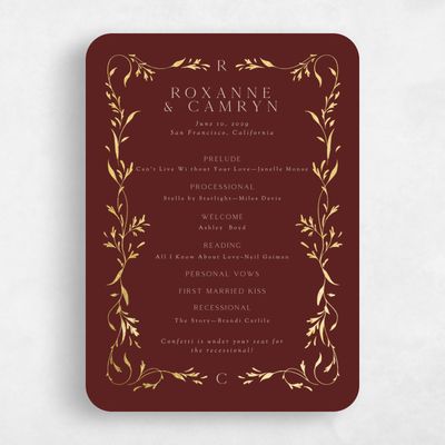 Red Rounded Wedding Program - Clarissa Foil