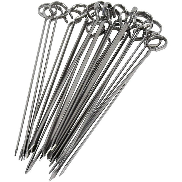 Blue Donuts 24 Pack Kabob Skewers for Grilling 8 Inch - BBQ Grill Grilling Accessories, Stainless Steel, Pack of 24