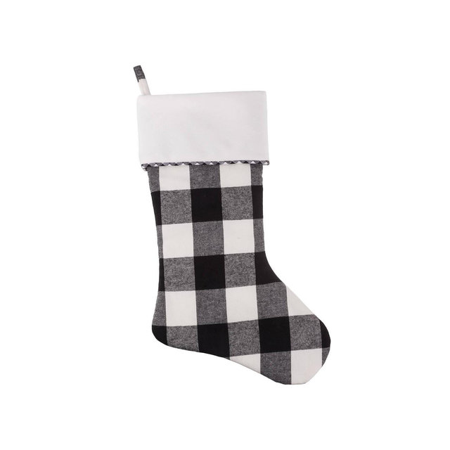 20in HangRight Buffalo Check Christmas Stocking Black/White - Haute Décor