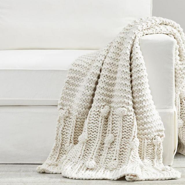 Edilon Bobble Knit Throw, 50 x 60", Oatmeal