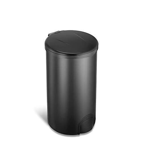 NINESTARS TTT-45-8BK Automatic Tap Sensor Trash Can, 12 Gal 45L, Black Steel Base (Round, Black Lid)