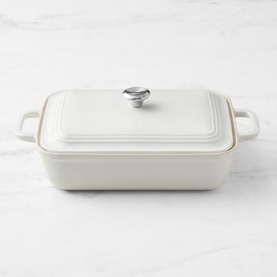 Le Creuset Stoneware Rectangular Covered Baker, 4-Qt., Matte White