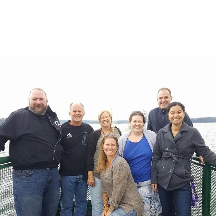 Most of Jean's family on a ferry in Washington