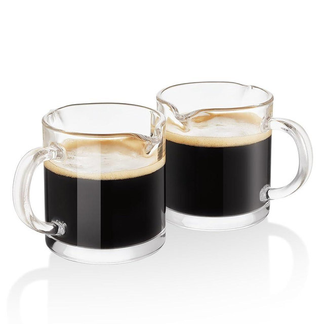 Ackers Shot Glasses Espresso Parts 4.5oz Double Spouts Milk Cup Clear Glass (Pack of 4)
