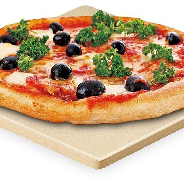 Cook N Home Pizza Grilling Stone Set, 7.5-Inch Rectangular Heavy Duty Cordierite Bread Baking Stone for Oven and Grill, Ideal for Baking Crisp Crust Pizza, Thermal Shock Resistant, 6-Pack with Scraper