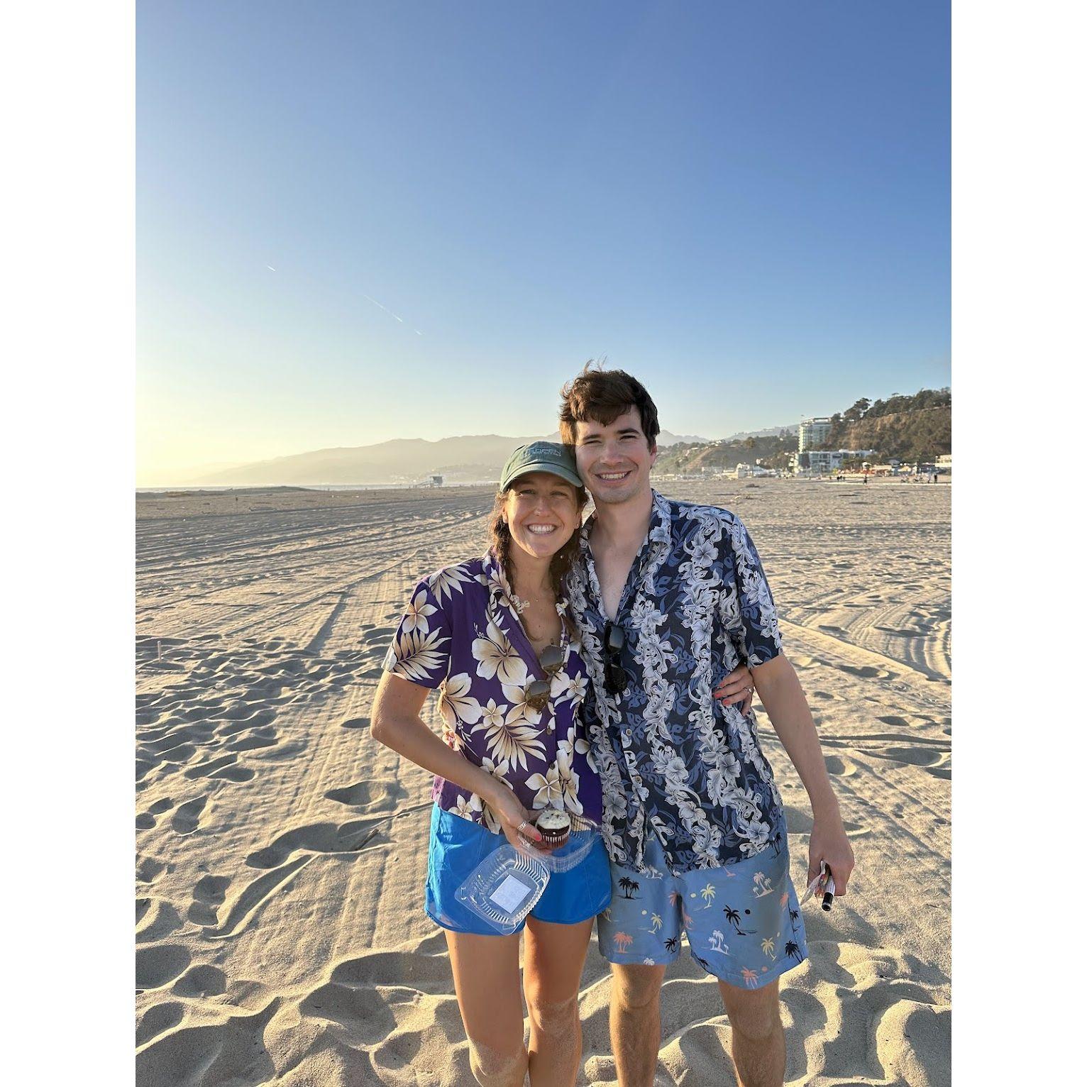 Post a beach volleyball game- notice how official those Hawaiian shirts look!