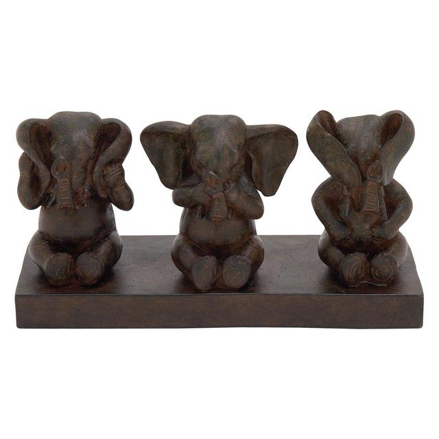 Decmode Polystone Elephants, Multi Color