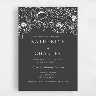 Black Wedding Invitation - Rooftop Bloom