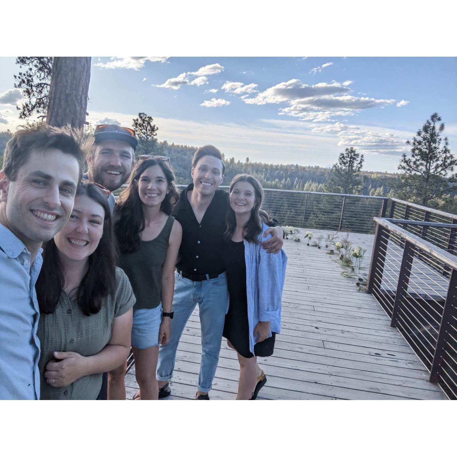 Moments with friends who helped David pop the question at Riley Ranch Nature Reserve in Bend on May 28, 2023.