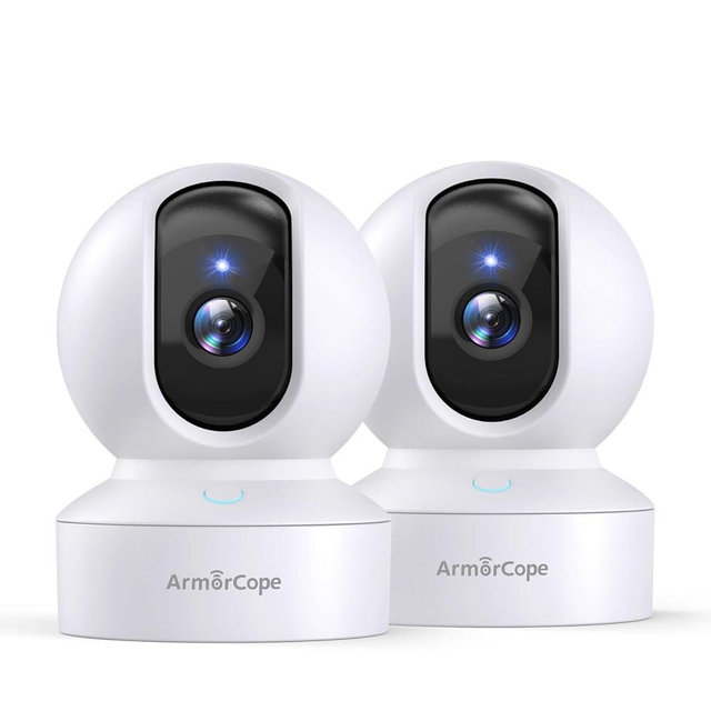 Armorcope Pet Camera, 2K HD Dog Camera with Phone APP, 360° Pan/Tilt View Puppy Cam, One Click Call for Baby Monitor, MagivPix Night Vision,Motion Tracking Alarm with Cloud/Local SD -2 Pack