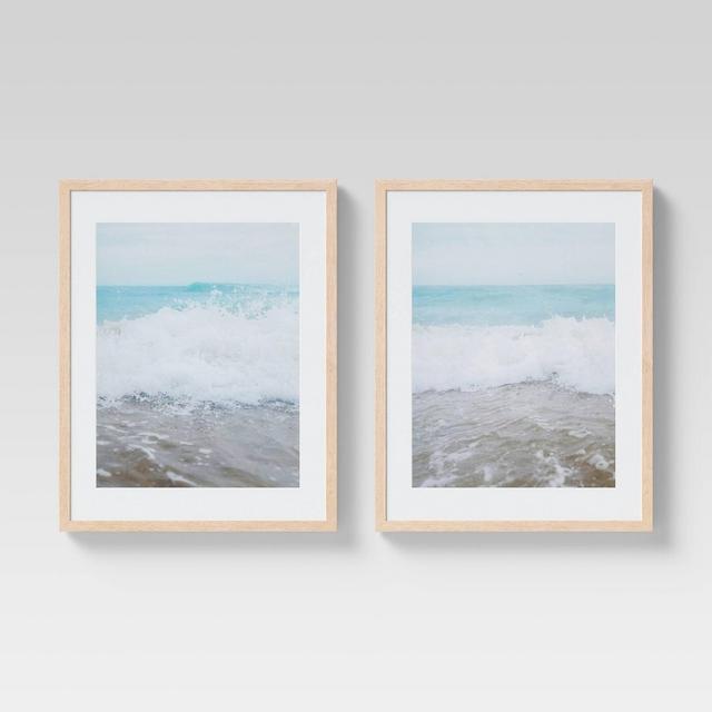 (Set of 2)16" x 20" Beach Matted Framed Wall Art Blue - Threshold™