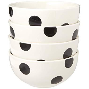 Kate Spade New York 879461 Deco Dot Black Fruit Bowls, Set of 4