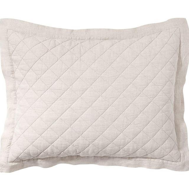 Belgian Flax Linen Diamond Standard Shams, Set of 2 Flax