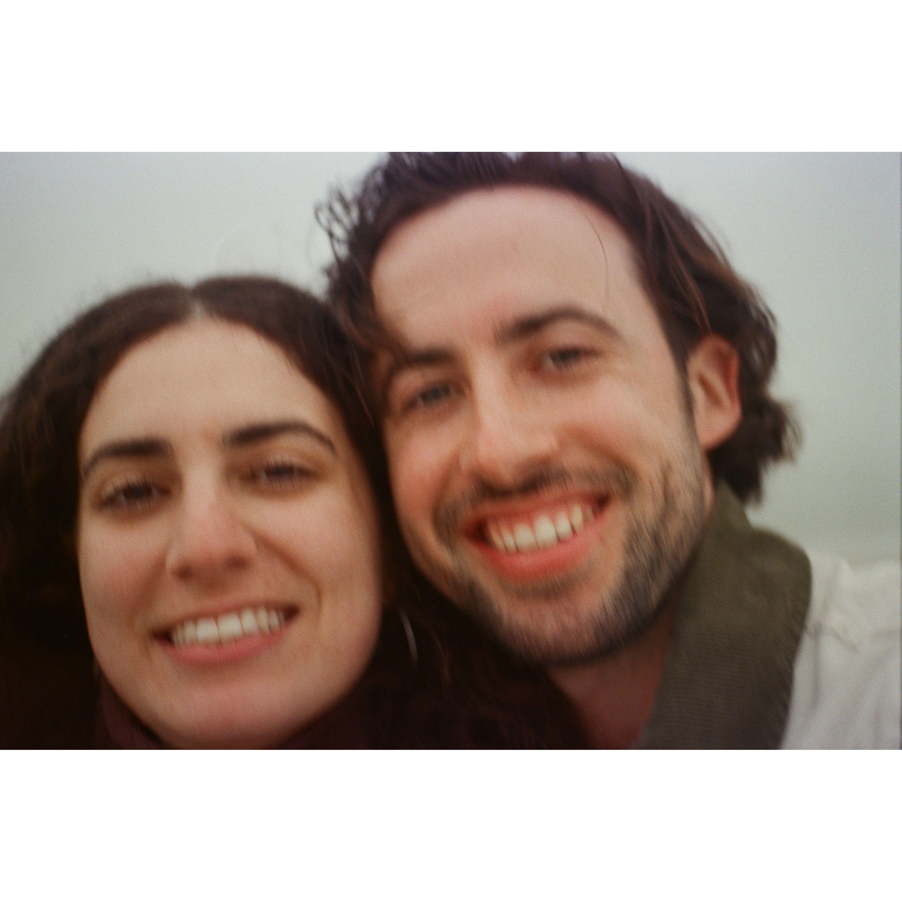 The day we got engaged at Will Rogers Beach