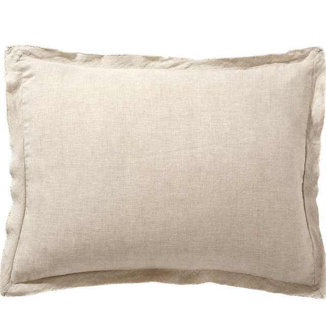 Natural Belgian Flax Linen Double Flange Standard Shams, Set of 2