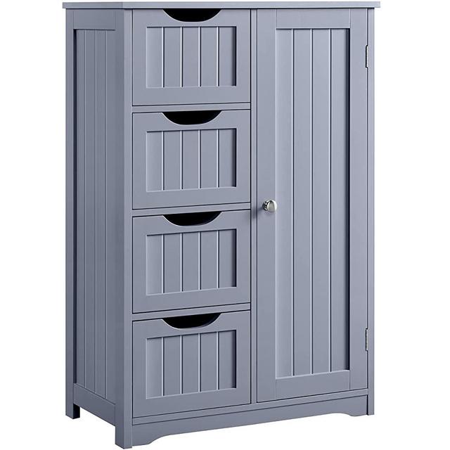 YAHEETECH Bathroom Floor Cabinet, Freestanding Storage Oragnizer Unit Kitchen Cupboard W/ 4 Drawers & Adjustable Shelves, Using for Living Room/Kitchen/Bathroom, Gray