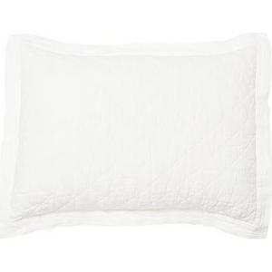 Belgian Flax Linen Diamond Quilted Sham, Standard, White