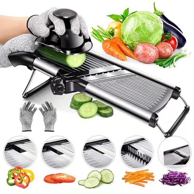 Mandoline Slicer for Kitchen, Weltonhm julienne vegetable slicer for carrot, cheese, potato and vegetable choppers for onion with Protective Gloves