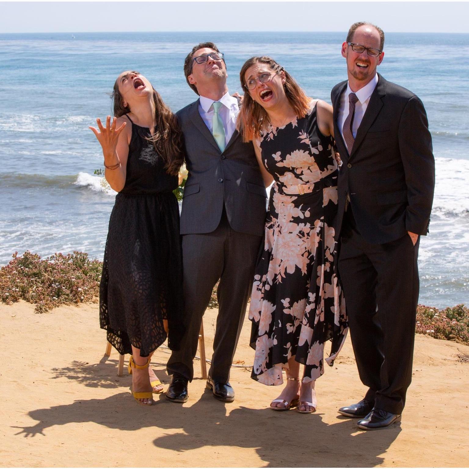 Witness, couple, and officiant being totally normal.