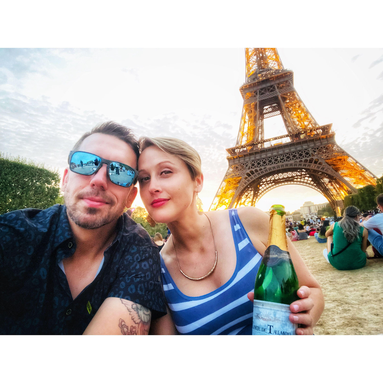 Being touristy with a champagne sunset at the Eiffel Tower.